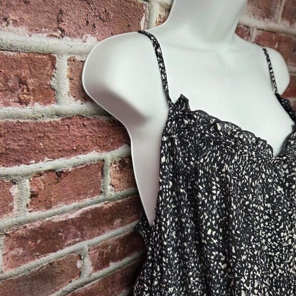 Universal Thread Smocked Midi Sundress XXL Black Cream Ruffle Neck Sleeveless - Picture 3 of 7